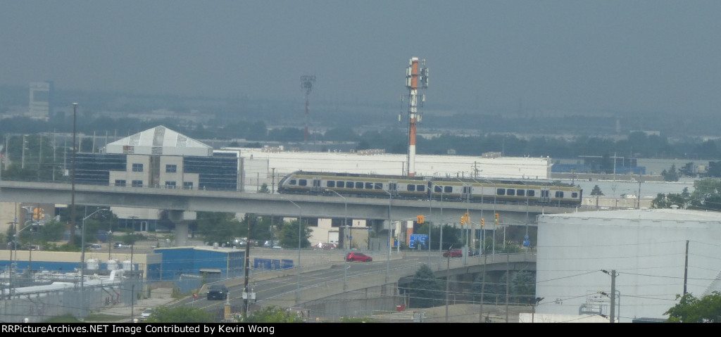 UP Express on the viaduct approaching Pearson Airport